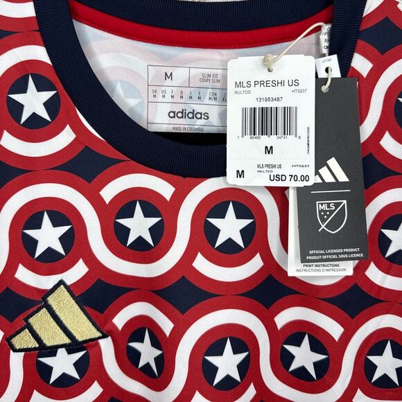 NWT Adidas x Marvel Captain America MLS Soccer Jersey Mens Size Medium (HT3237) - Picture 3 of 6